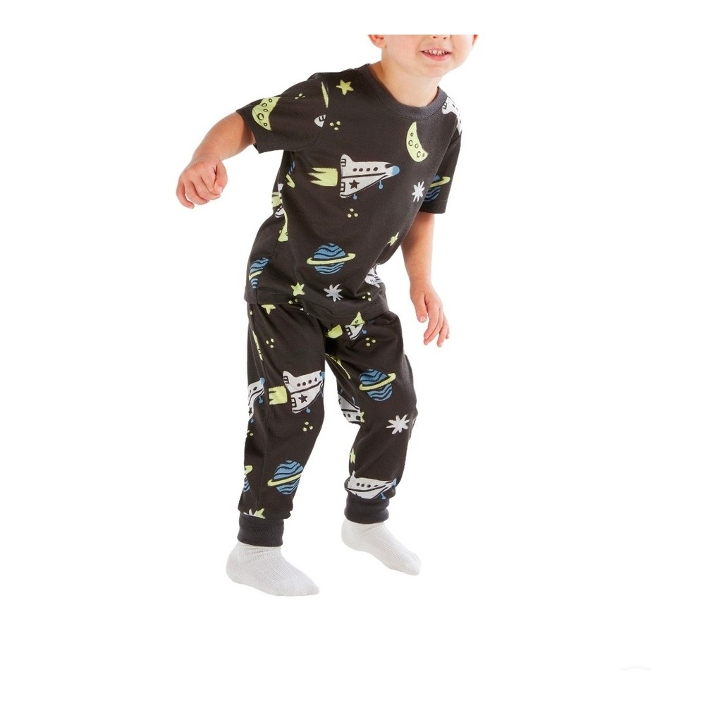 Carters Toddler Boys 2T Space Rocket 4-Piece Pajama Set Blue Charcoal 6U351610
